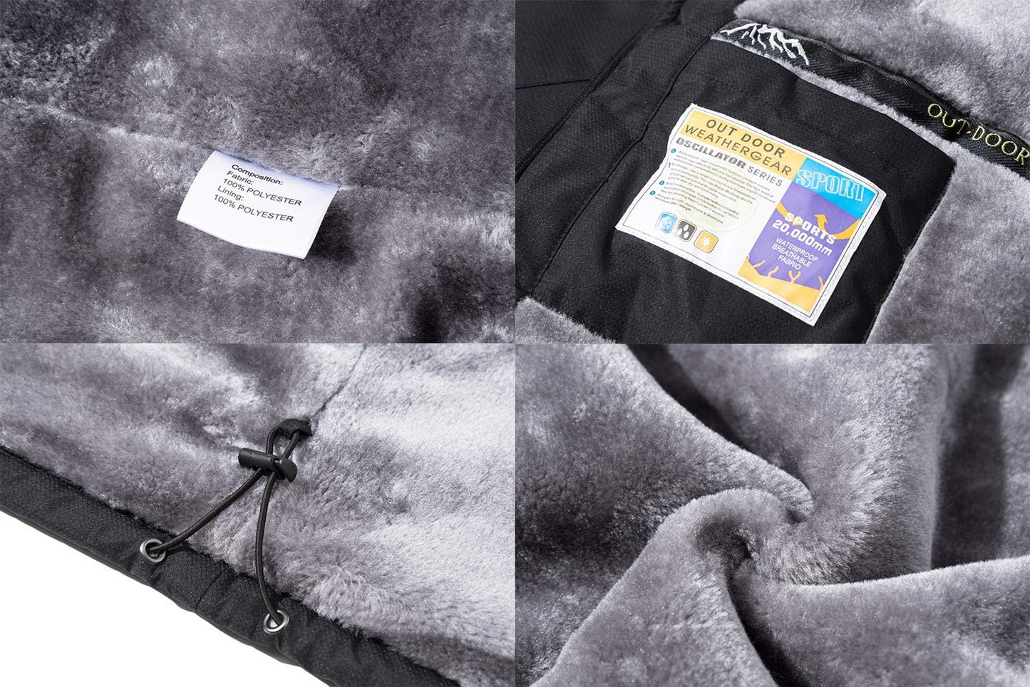 Men'S Winter Thicken Fleece Coat Windproof Hiking Snow Skiing Jackets Parka