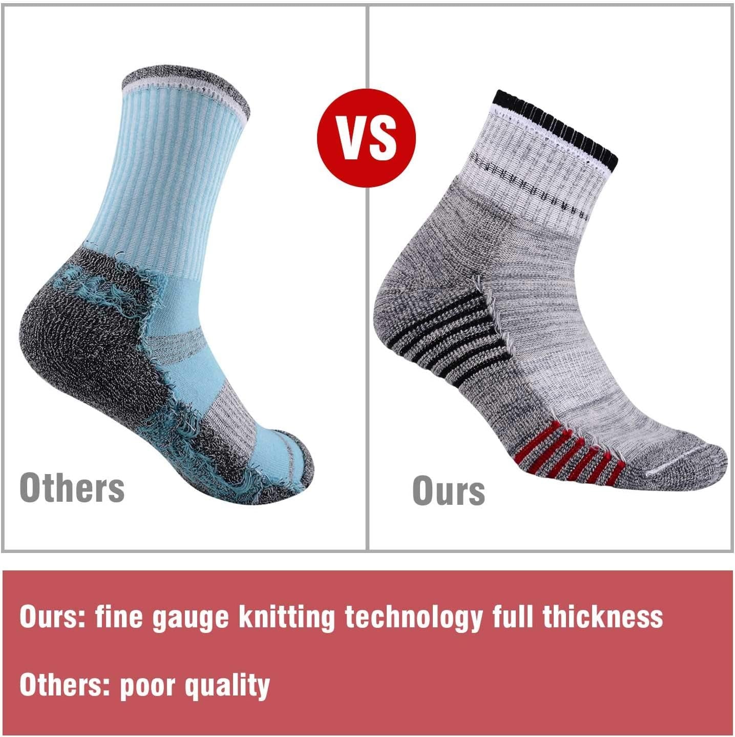 Men'S Walking Hiking Socks, Wicking Cushion Quarter Crew Socks for Mens Outdoor Sports, 3/4/5 Pair, 6-15 Size