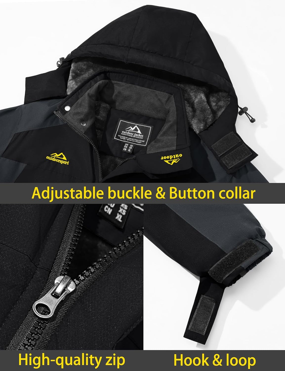Men'S Winter Ski Jacket Waterproof Snow Coats Snowboard Fleece Lining Jacket Warm Parka with Hooded