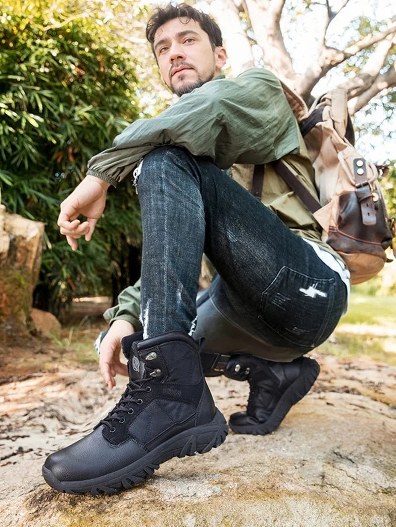 Mens Waterproof Ankle-High Hiking Boots Lightweight Outdoor Work Boots for Trekking Trails