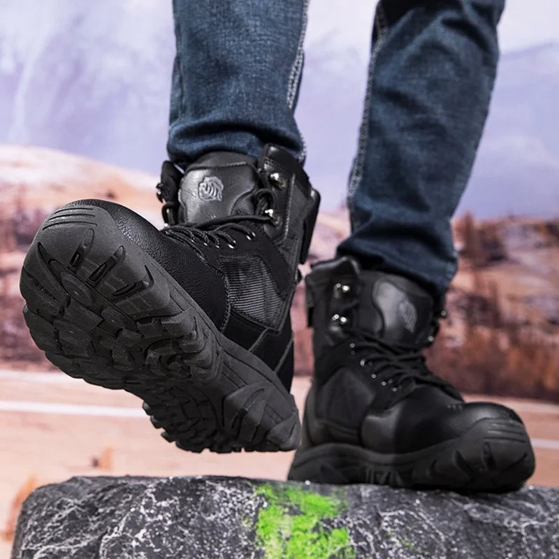 Mens Waterproof Ankle-High Hiking Boots Lightweight Outdoor Work Boots for Trekking Trails