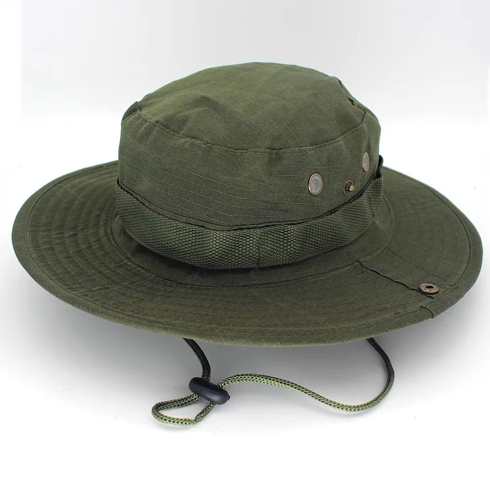 Camouflage Cap Boonie Hat Caps Camo Men Outdoor Sports Sun Bucket Cap Fishing Hiking Hunting Hats 60CM