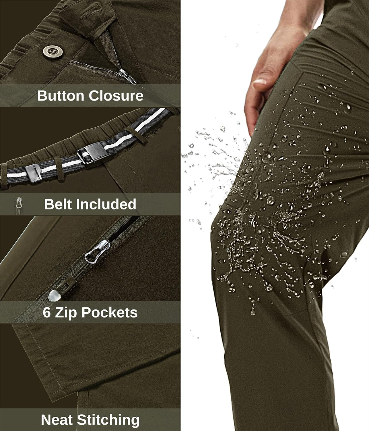 Hiking Pants Men Lightweight Mens Travel Pants Stretchy Work Pants for Men Quick Dry Fishing Pants Outdoor