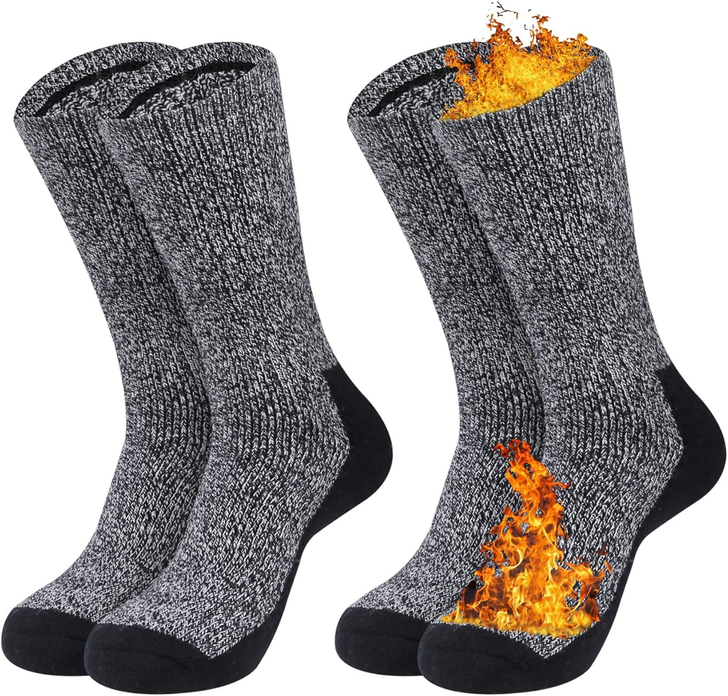 2 Pack Merino Mens Wool Socks, Winter Warm Thermal Socks for Men Cold Weather
