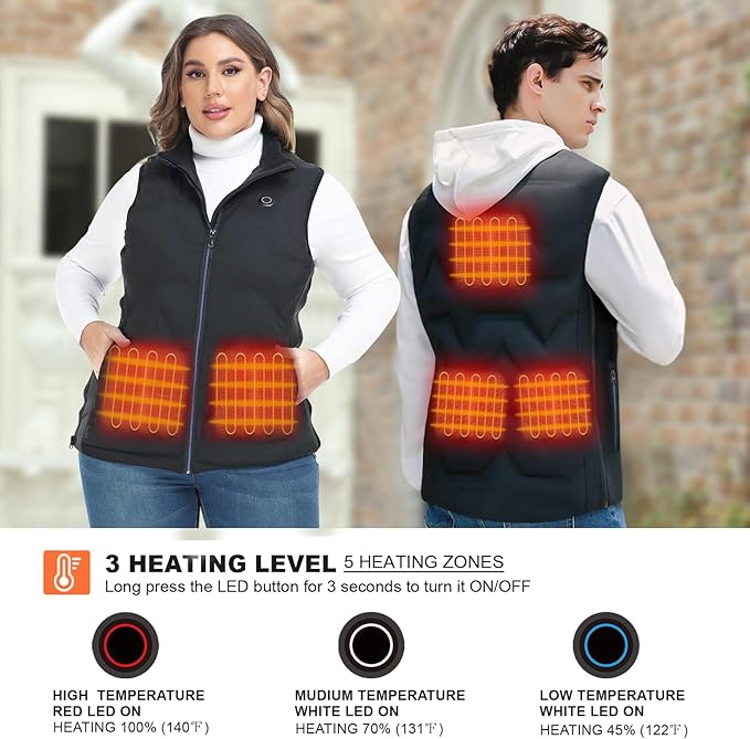 Women's Heated Down Vest – 5-Zone Electric Heating, Waterproof, and Ultralight Winter Warmth