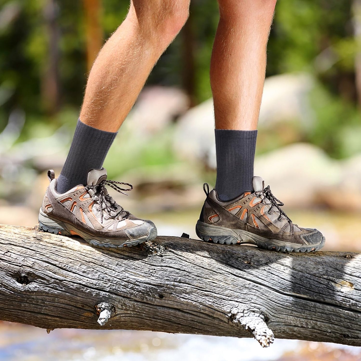 Men'S Black Athletic Hiking Socks Breathable Cotton Cushioned Crew Socks Padded Work Socks for Men Size 9-11, 5 Paiirs