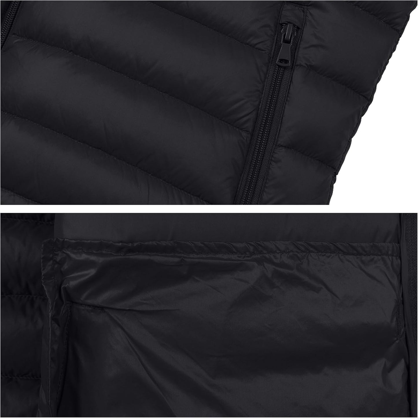 Men'S Packable Ultra Light down Jacket with Removable Hood(Black,S)