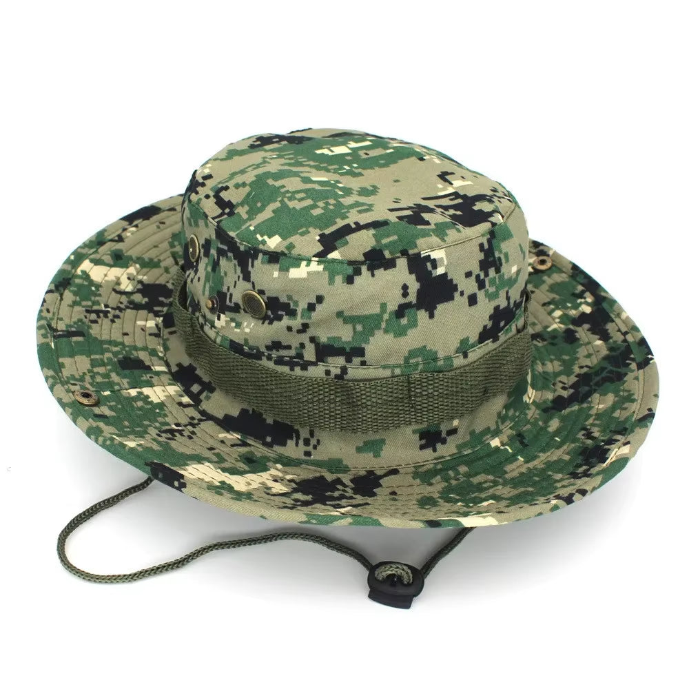 Camouflage Cap Boonie Hat Caps Camo Men Outdoor Sports Sun Bucket Cap Fishing Hiking Hunting Hats 60CM