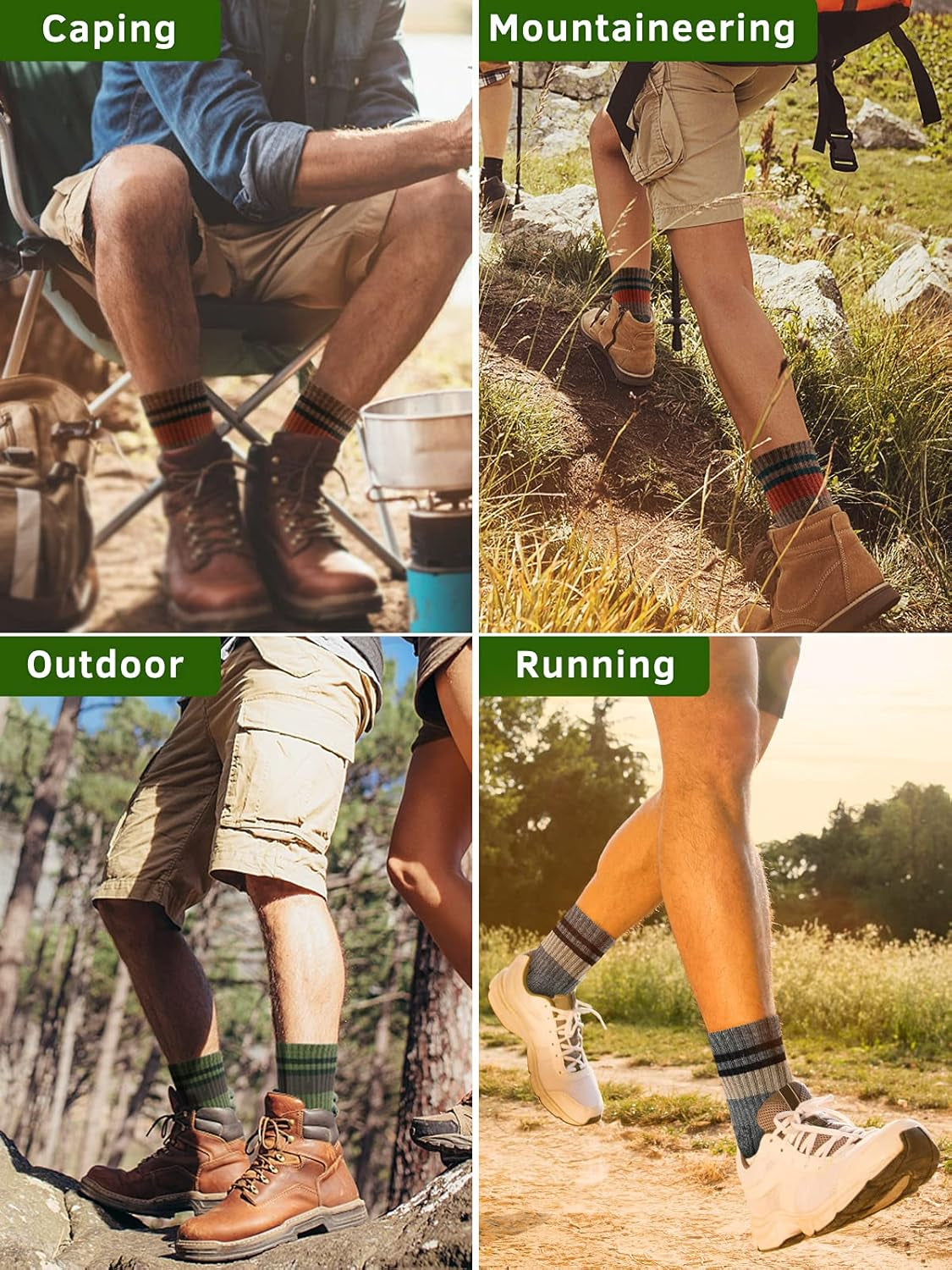 Men'S Hiking Crew Socks Cushioned Moisture Wicking Athletic Boot Socks Outdoor,Trekking