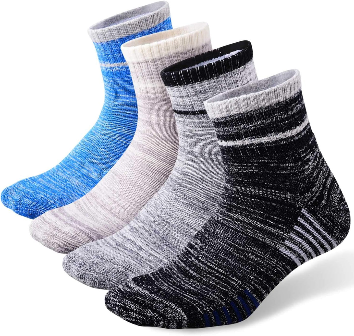 Men'S Walking Hiking Socks, Wicking Cushion Quarter Crew Socks for Mens Outdoor Sports, 3/4/5 Pair, 6-15 Size