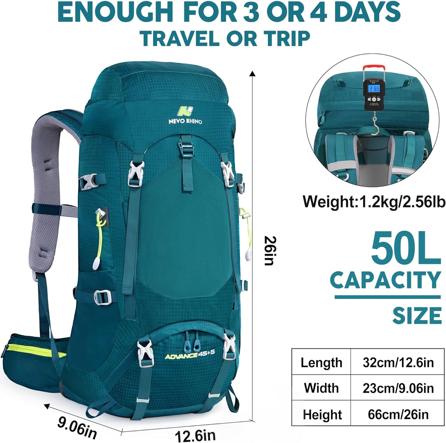 Internal Frame Hiking Backpack 50/60/65/70/80L, Mountain Climbing Camping Backpack Daypack Waterproof Rain Cover
