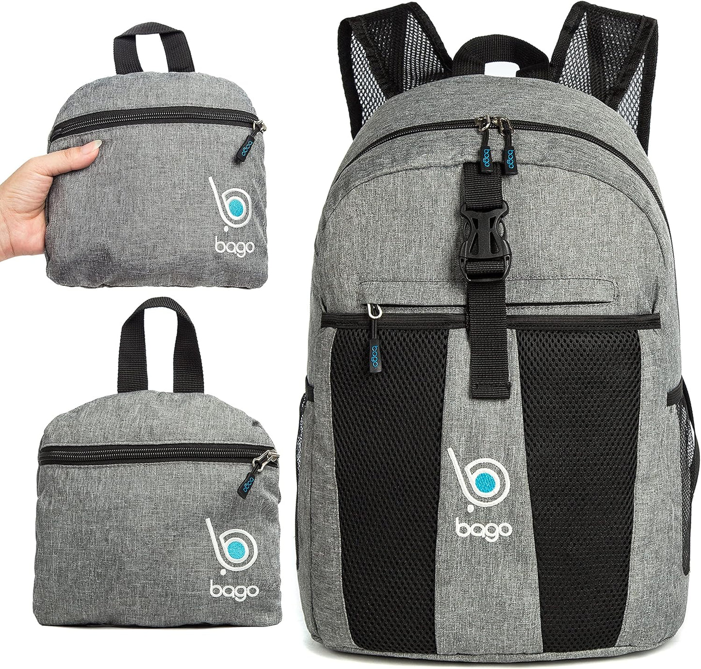 Lightweight Small Hiking Backpack for Women and Men - 25L Travel Day Pack - Foldable Hiking Daypack Ultralight for Camping Outdoor Sports - Day Bag Packable Backpack for Travel (Snowgray)