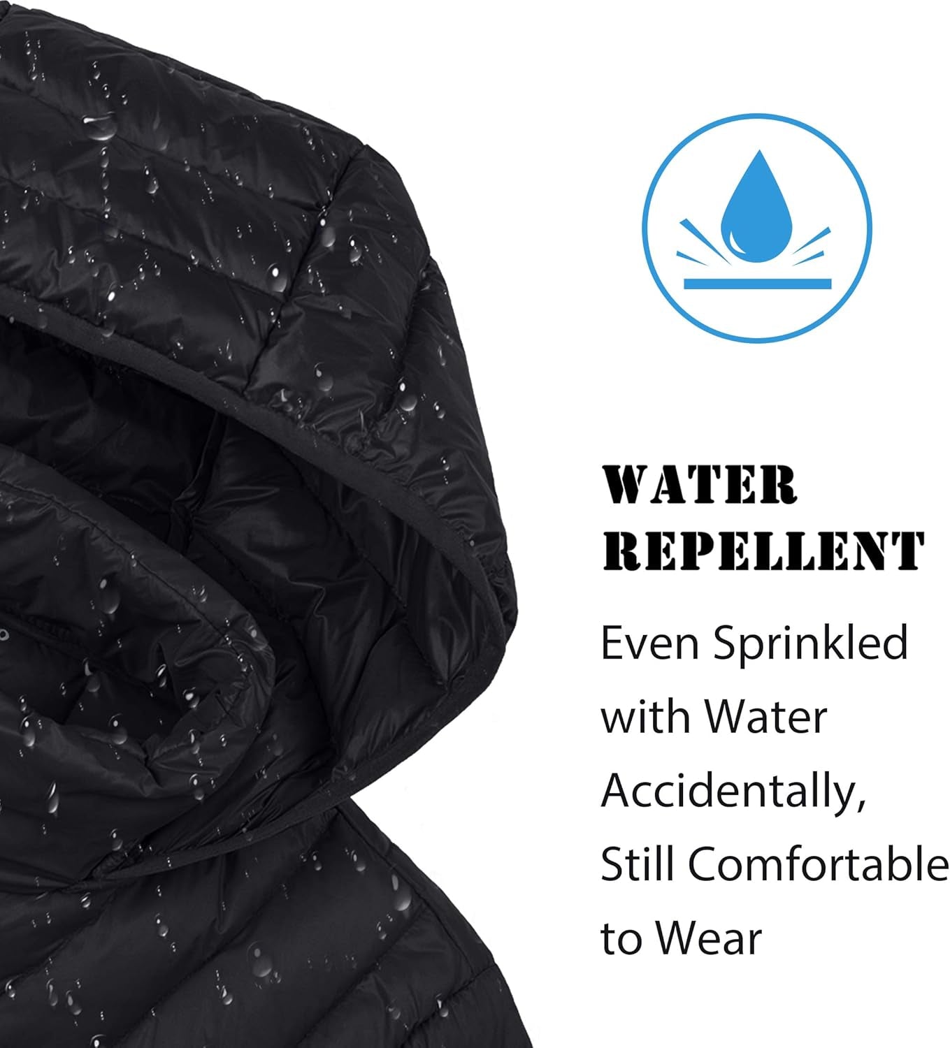 Men'S Packable Ultra Light down Jacket with Removable Hood(Black,S)
