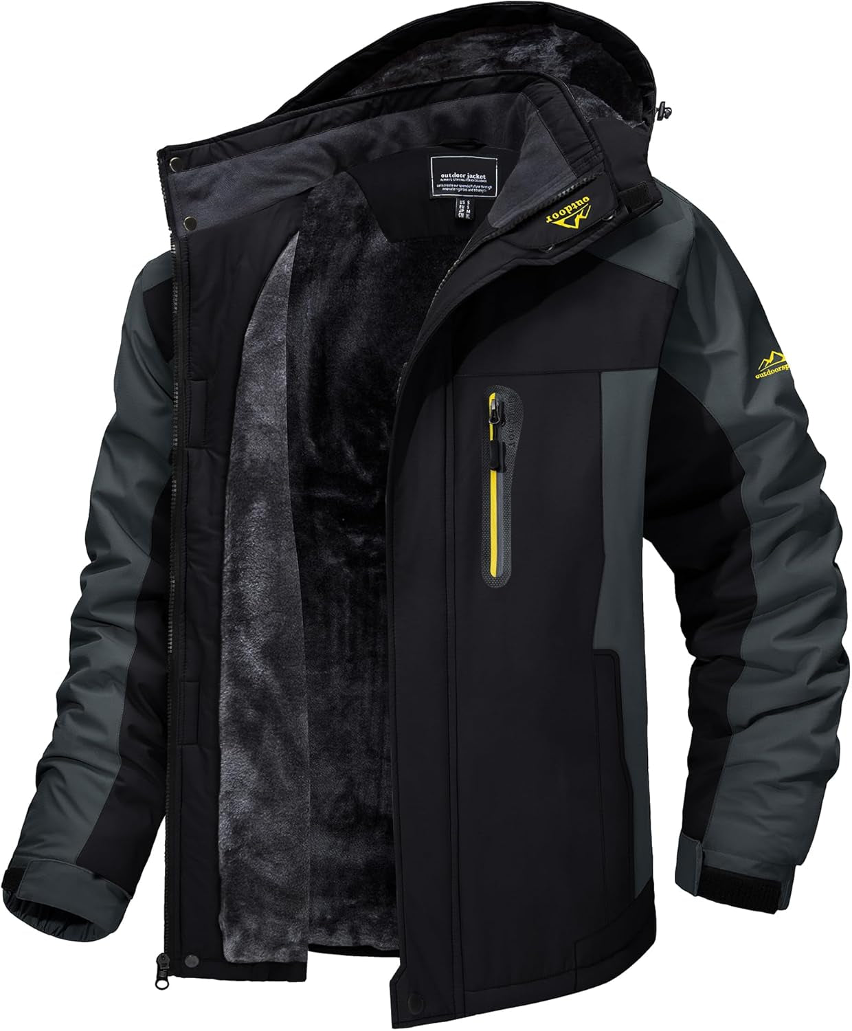 Men'S Winter Ski Jacket Waterproof Snow Coats Snowboard Fleece Lining Jacket Warm Parka with Hooded