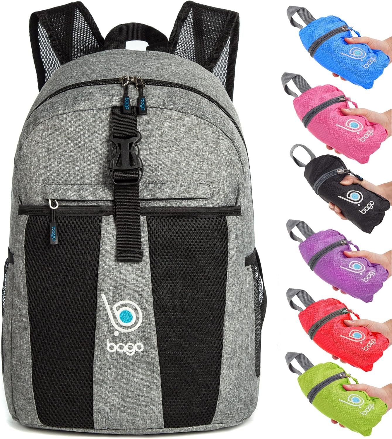Lightweight Small Hiking Backpack for Women and Men - 25L Travel Day Pack - Foldable Hiking Daypack Ultralight for Camping Outdoor Sports - Day Bag Packable Backpack for Travel (Snowgray)