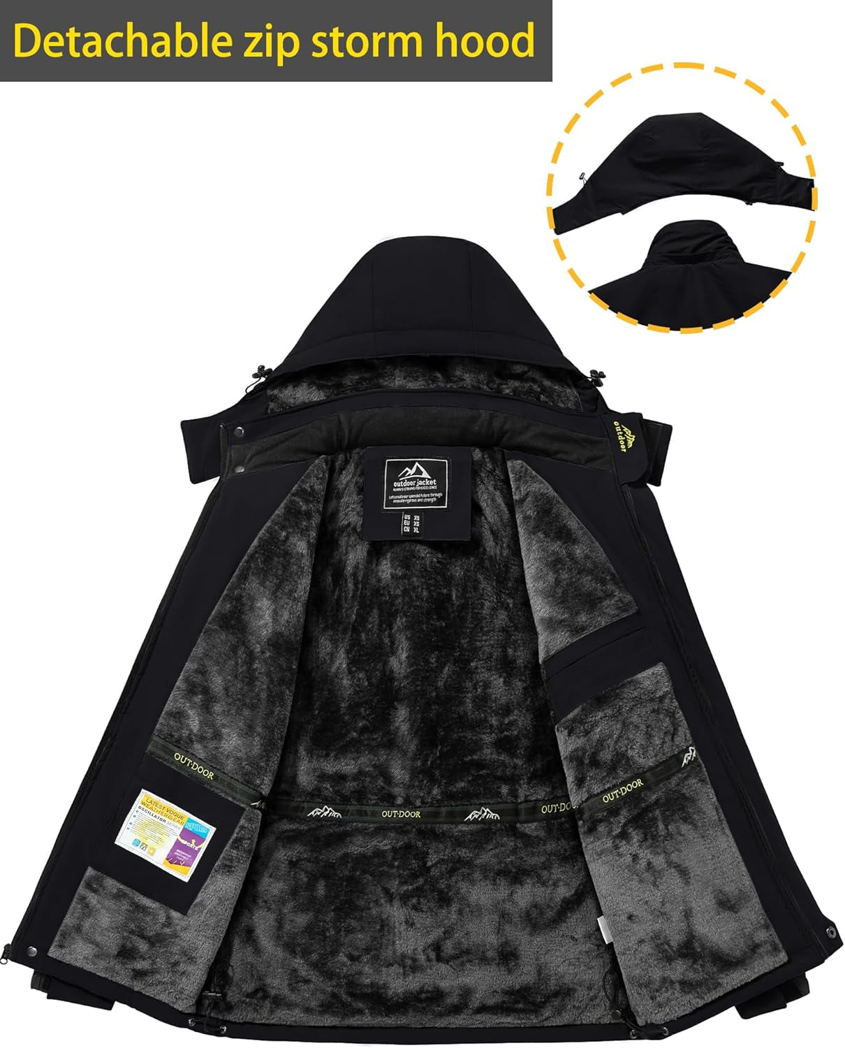 Men'S Winter Ski Jacket Waterproof Snow Coats Snowboard Fleece Lining Jacket Warm Parka with Hooded