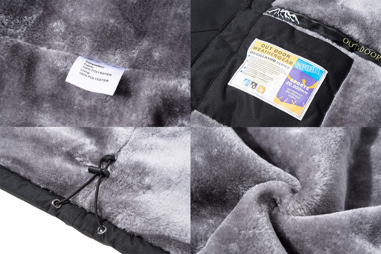 Men'S Winter Thicken Fleece Coat Windproof Hiking Snow Skiing Jackets Parka