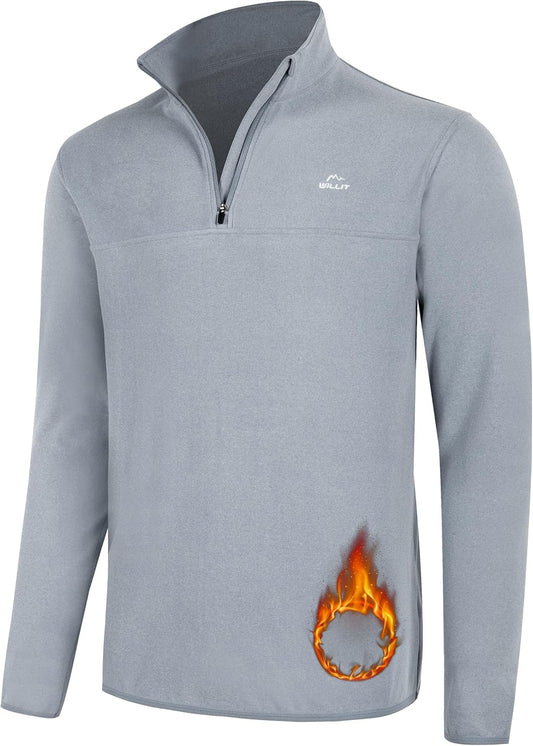 Men'S Fleece Pullover Winter Shirts Long Sleeve Quarter Zip Cold Weather Golf Hiking Casual Warm Shirts