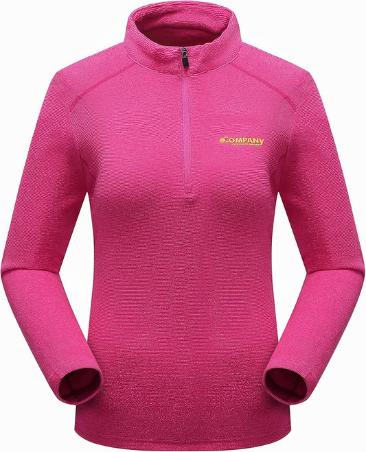 Women'S Long Sleeve Quarter-Zip Fleece Sweatshirt Pullover