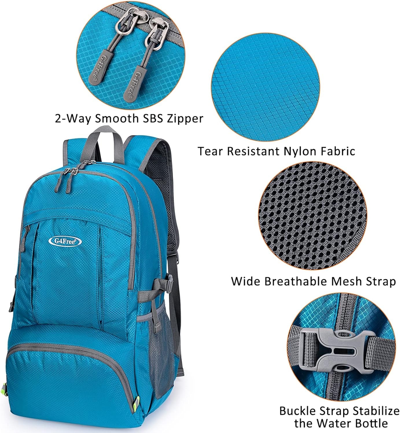 40L Lightweight Packable Hiking Backpack, Waterproof Travel Daypack