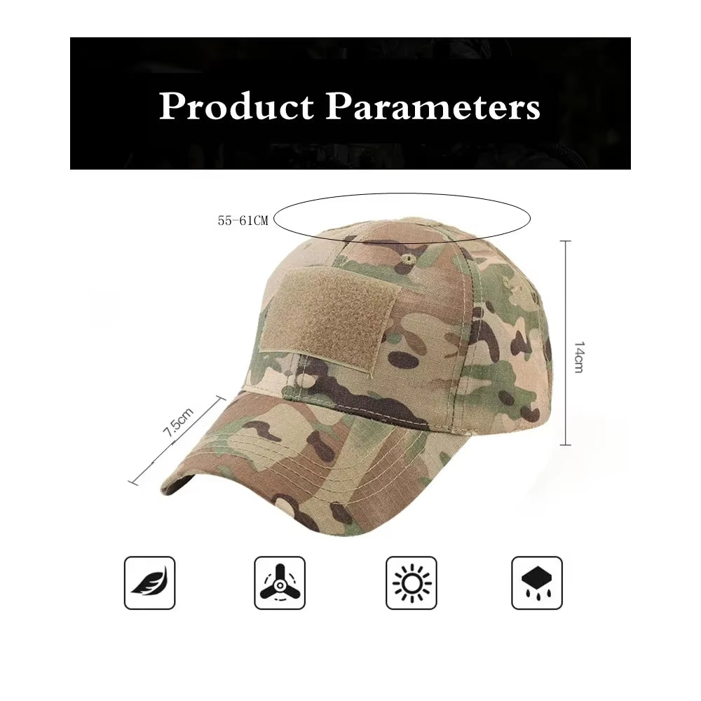 Men'S Tactical Camouflage Cap Outedoor Sports Sunhat Airsoft Fishing Hunting Hiking Cycling Baseball Cap Breathable Peaked Cap