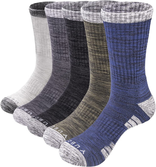 Mens Socks Sweat Wicking anti Smell Cushioned Cotton Hiking Casual Everyday Work Casual Athletic Crew Socks for Men