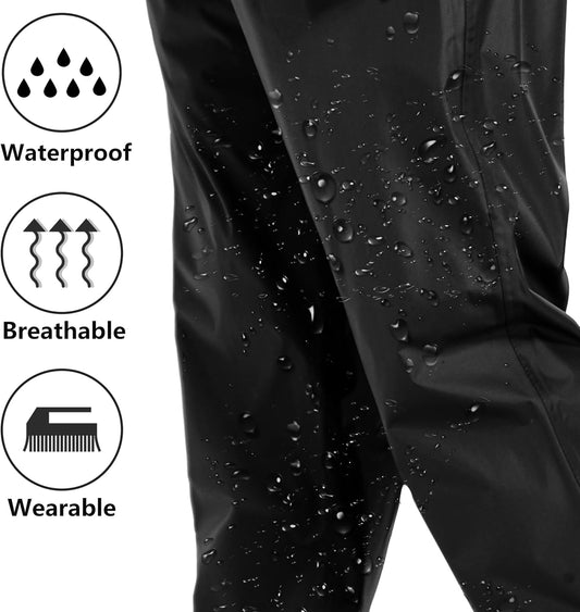Men'S Rain Pants Waterproof Pants Windproof Lightweight Hiking Pants for Outdoor Work, Golf, Fishing, Hiking