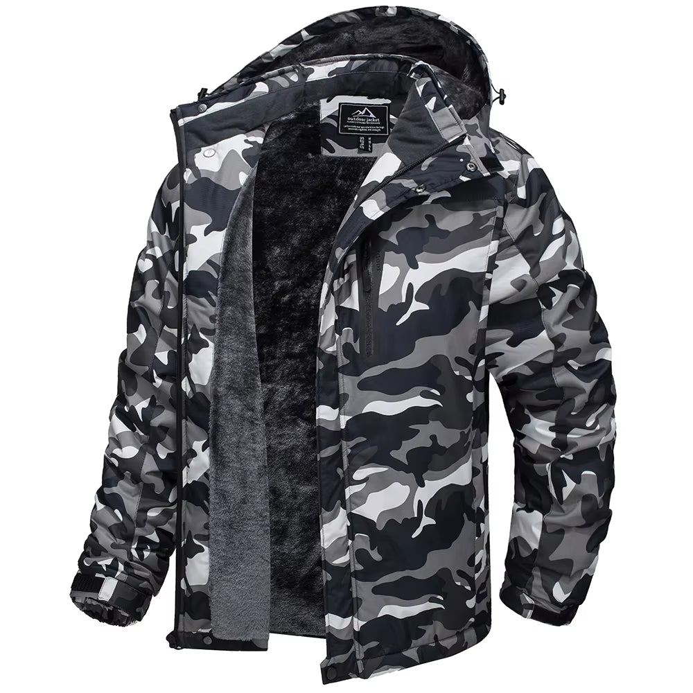 Winter Thicken Fleece Jacket Mens Waterproof Hiking Skiing Jackets Outdoor Mountain Trekking Windbreaker Parka Male