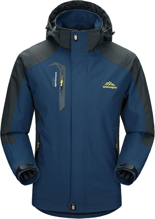 Men'S Windproof Jacket Water-Resistant Lightweight Running Jacket Hooded Raincoat Windbreaker