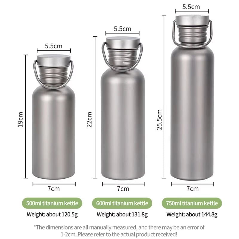 600Ml 750Ml Titanium Water Bottle Outdoor Camping Supplies Tourism Sports Cycling Hiking Camping Water Bottle