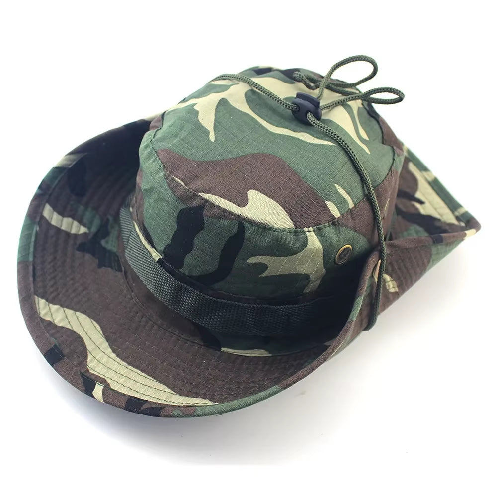Camouflage Cap Boonie Hat Caps Camo Men Outdoor Sports Sun Bucket Cap Fishing Hiking Hunting Hats 60CM