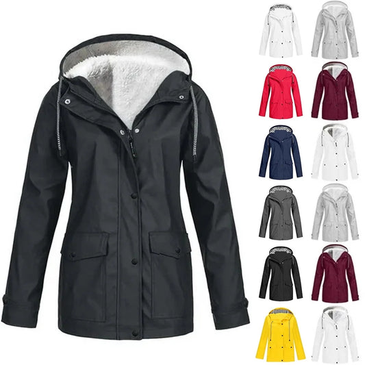 Winter Coats for Women plus Size Clearance Fleece Lined Solid Color Warm Casual Coats with Hooded Drawstring Zip-Up Button down Neck Jackets for Hiking, Outdoor Dark Gray, Size XL