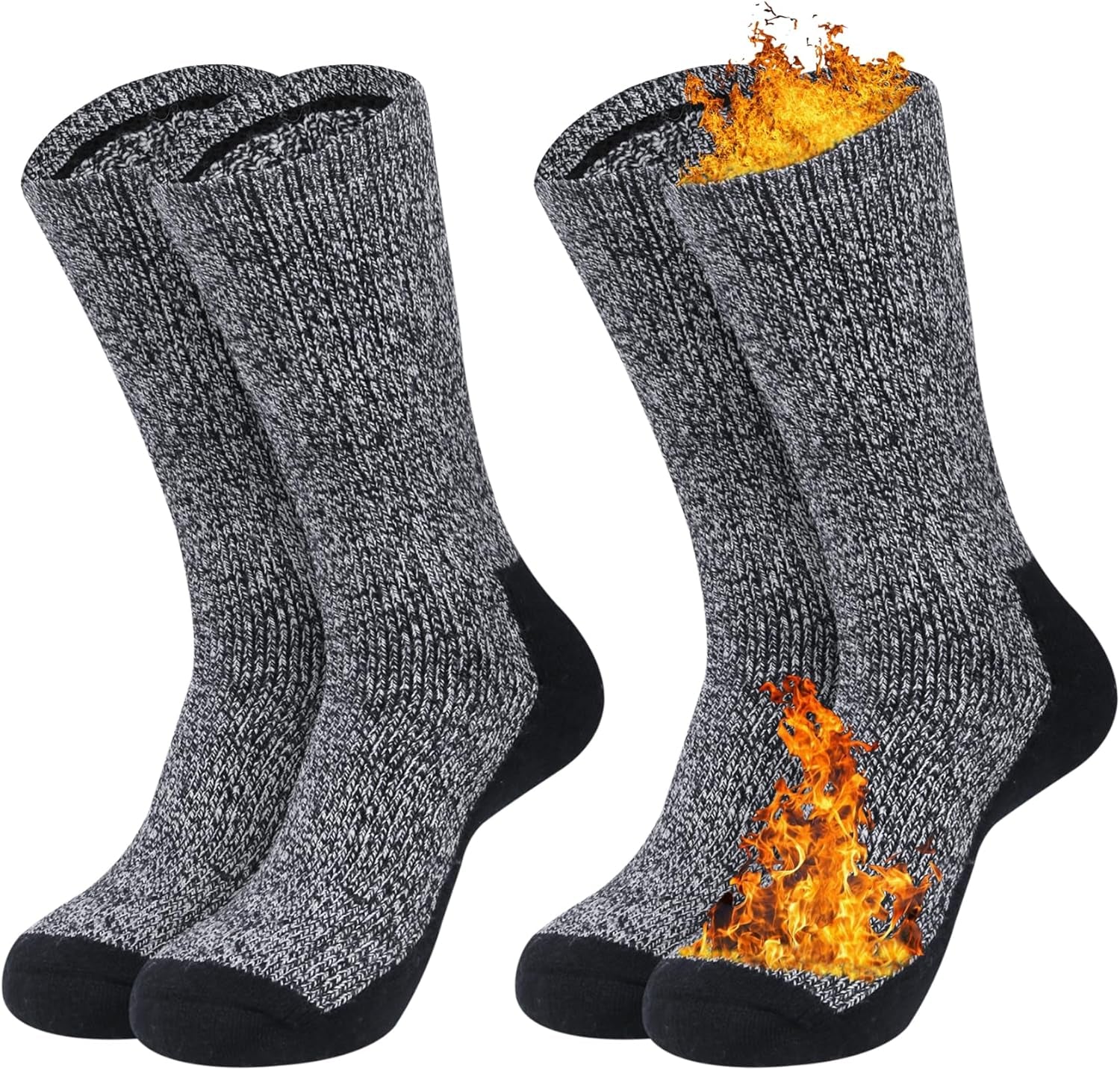 2 Pack Merino Mens Wool Socks, Winter Warm Thermal Socks for Men Cold Weather