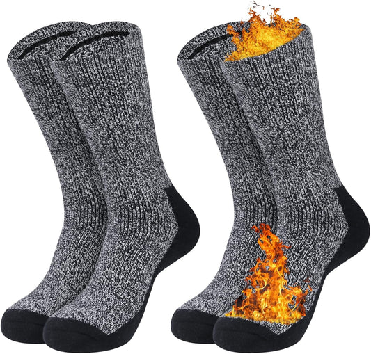 2 Pack Merino Mens Wool Socks, Winter Warm Thermal Socks for Men Cold Weather