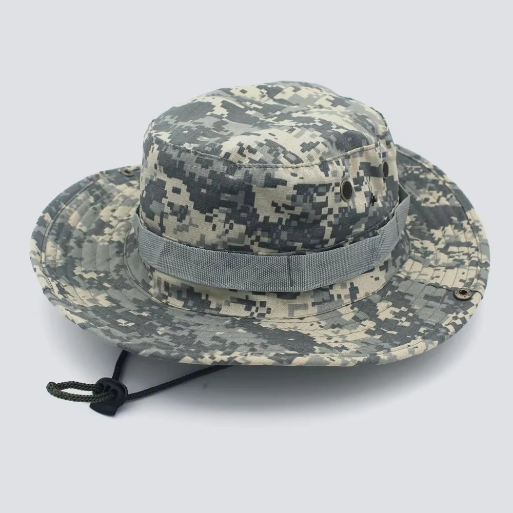 Camouflage Cap Boonie Hat Caps Camo Men Outdoor Sports Sun Bucket Cap Fishing Hiking Hunting Hats 60CM