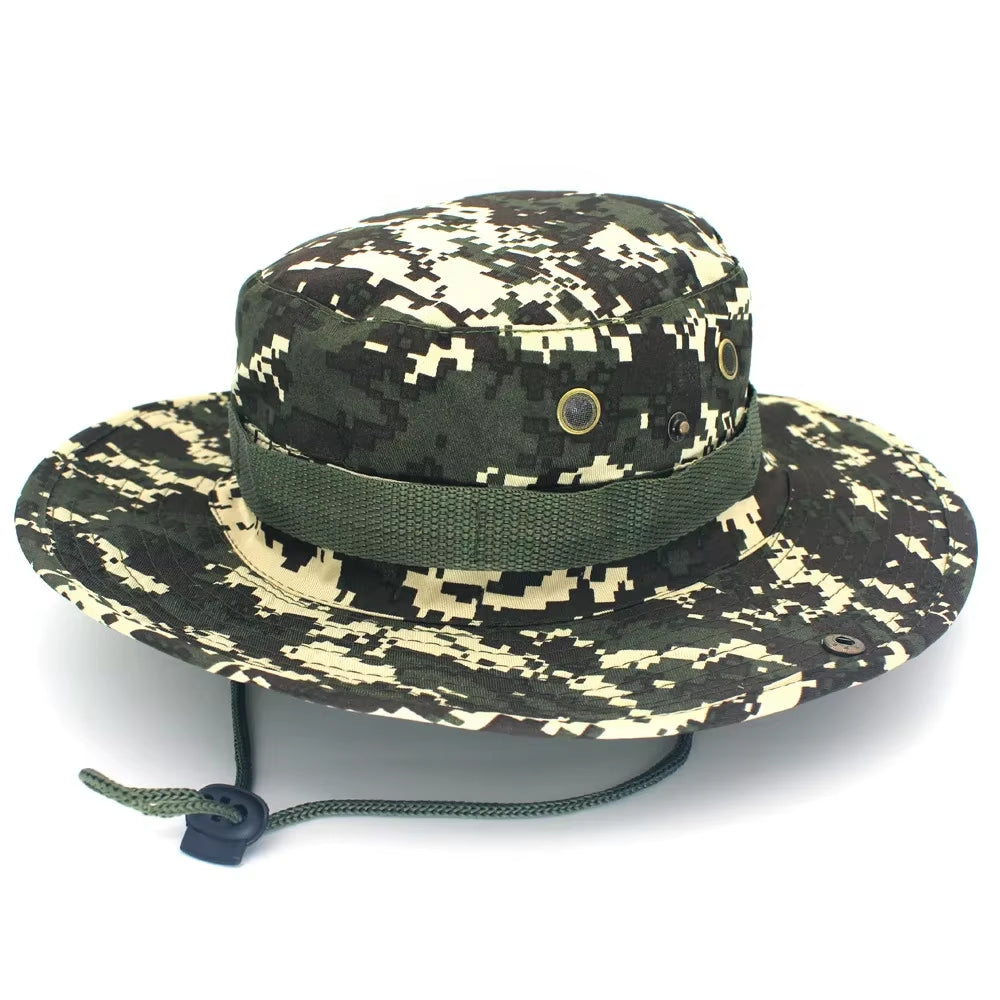 Camouflage Cap Boonie Hat Caps Camo Men Outdoor Sports Sun Bucket Cap Fishing Hiking Hunting Hats 60CM