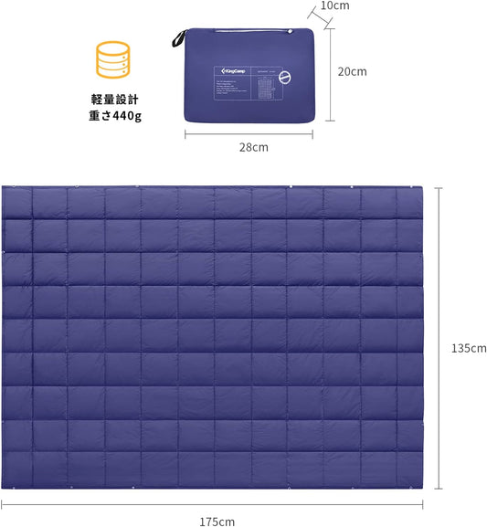 Ultralight Camping Blanket Packable down Alternative Puffy Wearable Blankets Weatherproof Warm Package Quilt with Snap Buttons for Outdoor Hiking Travel Picnic Stadium (69"L X 53"W Darkblue)