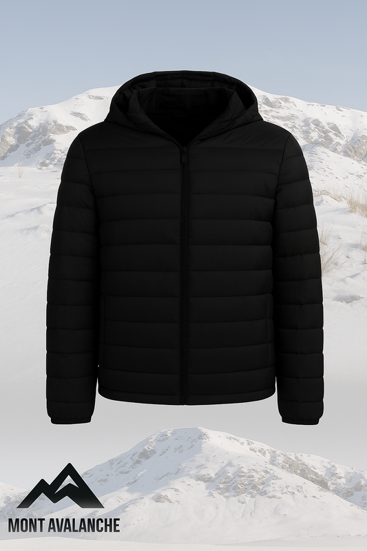 Men's Packable Ultra-Light Down Jacket with Removable Hood (Black, S)