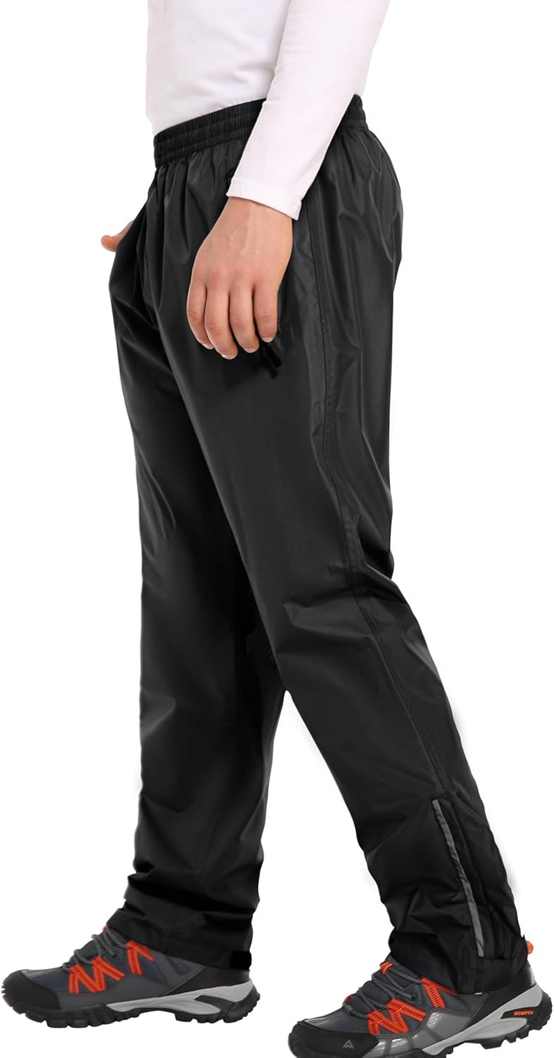 Men'S Rain Pants Waterproof Pants Windproof Lightweight Hiking Pants for Outdoor Work, Golf, Fishing, Hiking