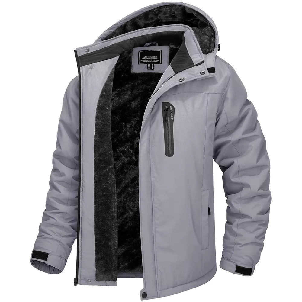 Winter Thicken Fleece Jacket Mens Waterproof Hiking Skiing Jackets Outdoor Mountain Trekking Windbreaker Parka Male