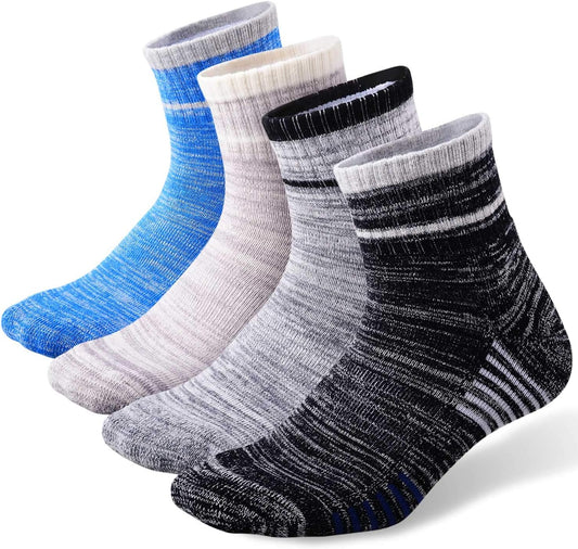 Men'S Walking Hiking Socks, Wicking Cushion Quarter Crew Socks for Mens Outdoor Sports, 3/4/5 Pair, 6-15 Size