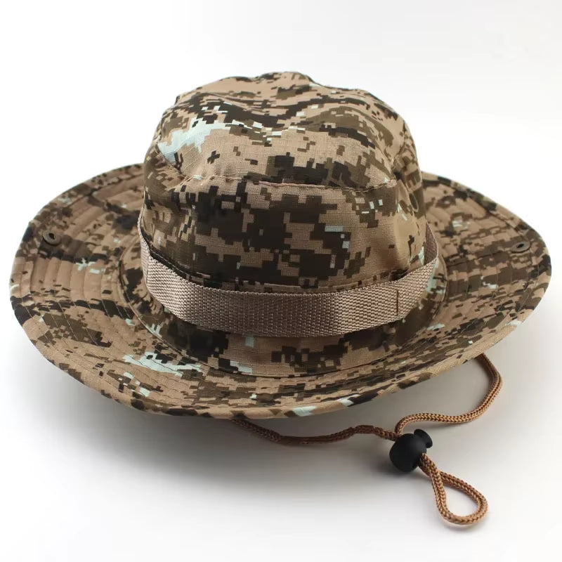 Camouflage Cap Boonie Hat Caps Camo Men Outdoor Sports Sun Bucket Cap Fishing Hiking Hunting Hats 60CM