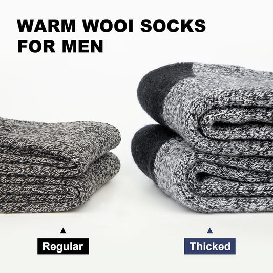 2 Pack Merino Mens Wool Socks, Winter Warm Thermal Socks for Men Cold Weather