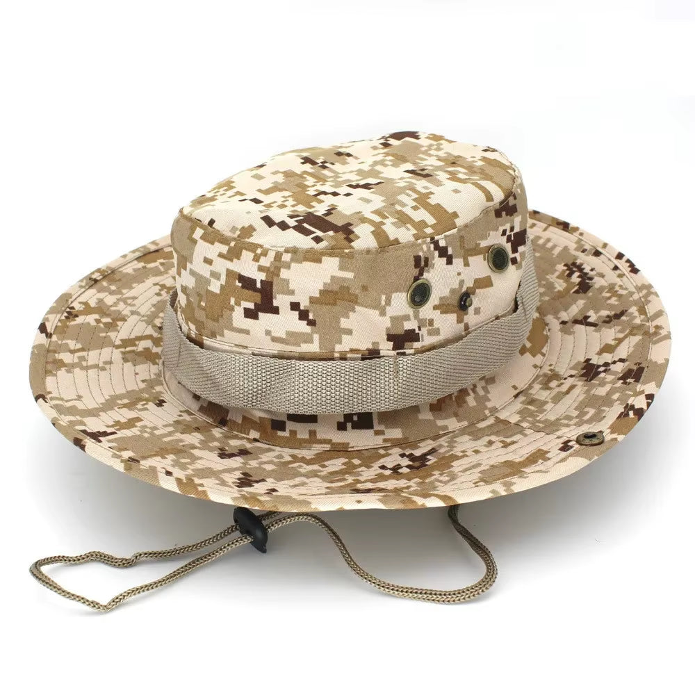 Camouflage Cap Boonie Hat Caps Camo Men Outdoor Sports Sun Bucket Cap Fishing Hiking Hunting Hats 60CM