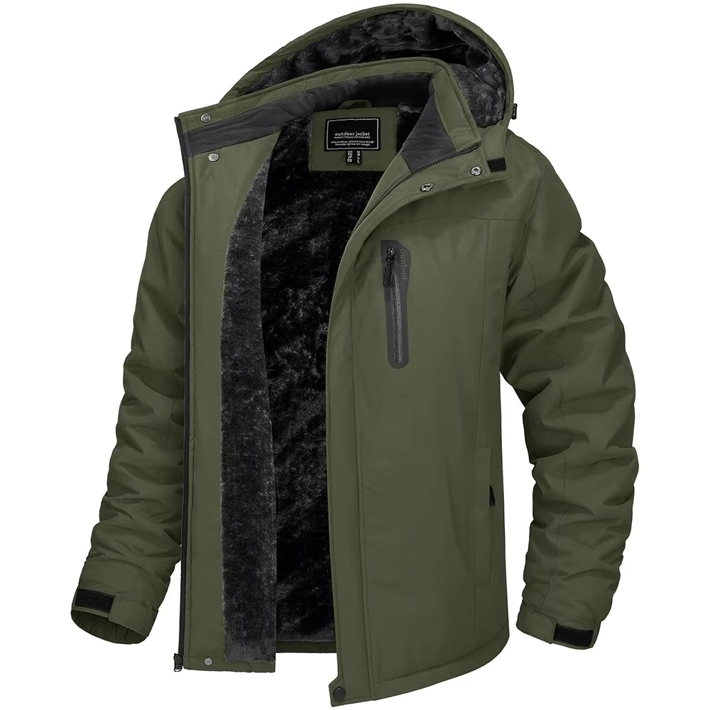 Winter Thicken Fleece Jacket Mens Waterproof Hiking Skiing Jackets Outdoor Mountain Trekking Windbreaker Parka Male