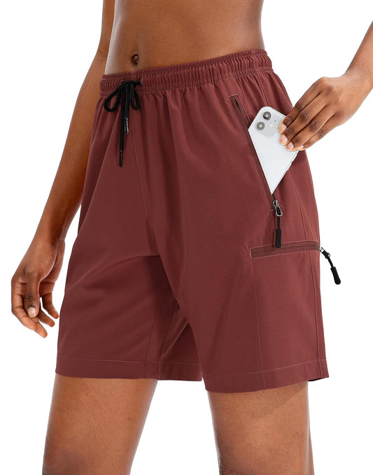 Women'S 5''/ 7''/9'' Hiking Cargo Shorts Quick Dry Lightweight Summer Shorts for Women Athletic Golf Zipper Pockets