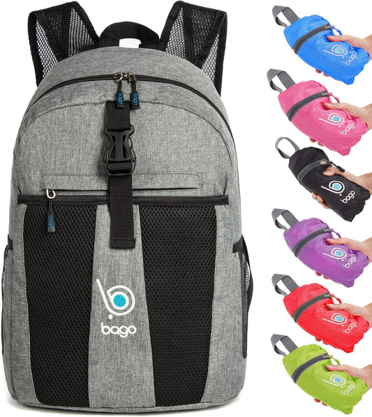 Lightweight Small Hiking Backpack for Women and Men - 25L Travel Day Pack - Foldable Hiking Daypack Ultralight for Camping Outdoor Sports - Day Bag Packable Backpack for Travel (Snowgray)