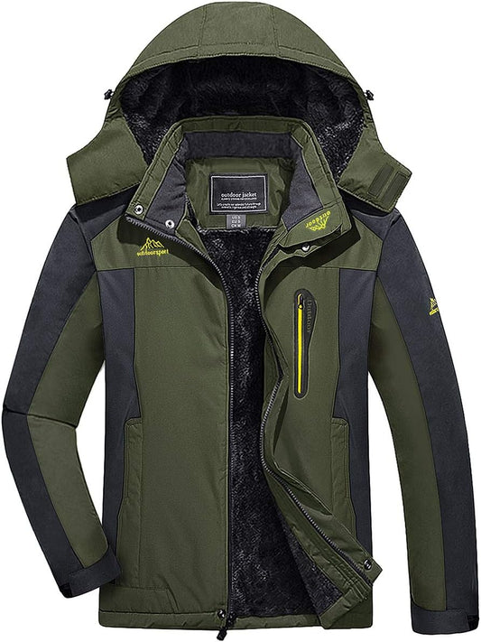 Men'S Winter Thicken Fleece Coat Windproof Hiking Snow Skiing Jackets Parka
