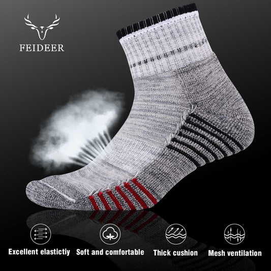 Men'S Walking Hiking Socks, Wicking Cushion Quarter Crew Socks for Mens Outdoor Sports, 3/4/5 Pair, 6-15 Size